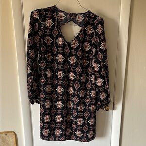 Xhilaration Navy Dress with Bishop Sleeves